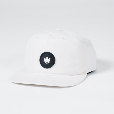 Crown Patch 5-Panel Strapback Hat - Natural