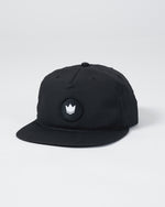 Crown Patch 5-Panel Strapback Hat - Black